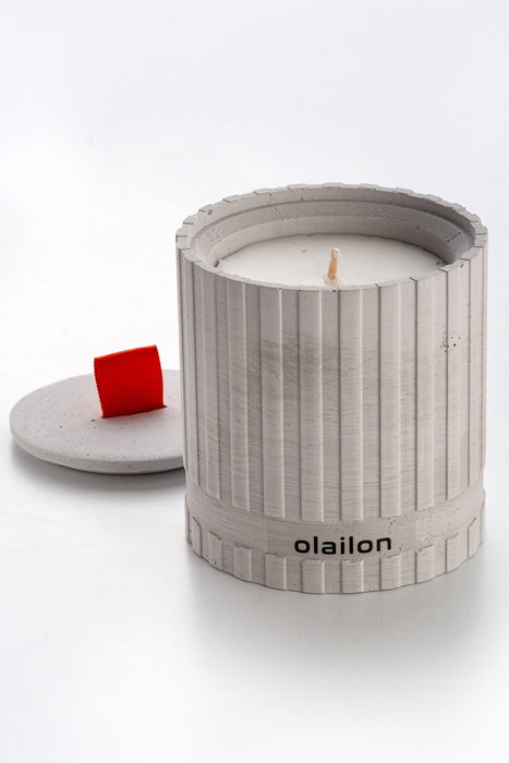 Aberto Design Vela de Hormigón Ámbar Cinta Gris 8 cm Diámetro x 8.5 cm Altura para Hogar